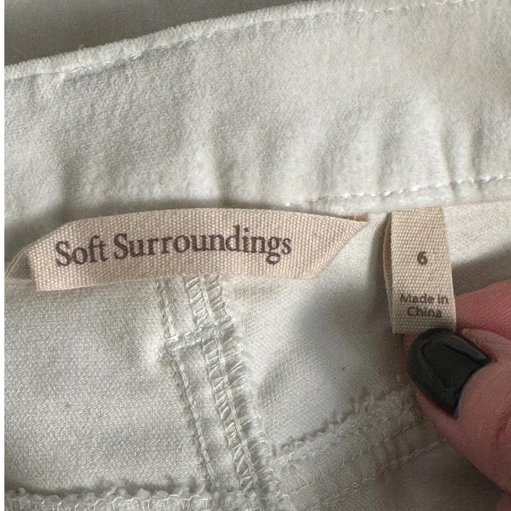 NWT Soft Surroundings Blakely Velveteen Straight Leg Pants Ivory Pearl Size‎ 6